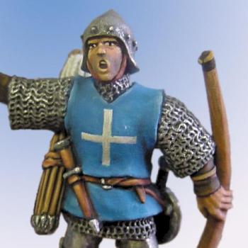 Empire Longbowman yelling. (28mm) by Kelly Baigent