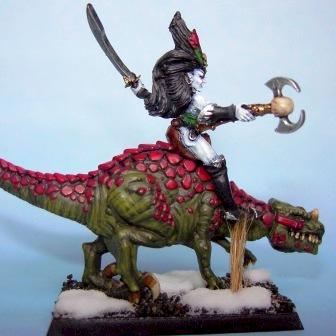 Dark Elf Sorceress on Cold One by Angie