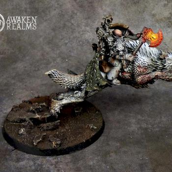 Space Wolves Wolf Lord Harald Deathwolf on Thunderwolf by Awaken Realms