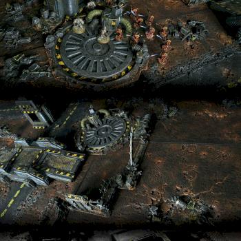Bloodletters of Khorne vs. Dark Angels Terminators RUSTY WASTE 2015 by studiolevel