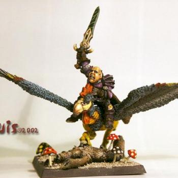 Chaos sorceror riding a cockatrice by Luis