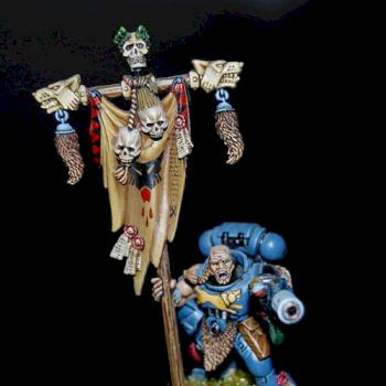 Space Wolf Standard Bearer by zwartegoblin