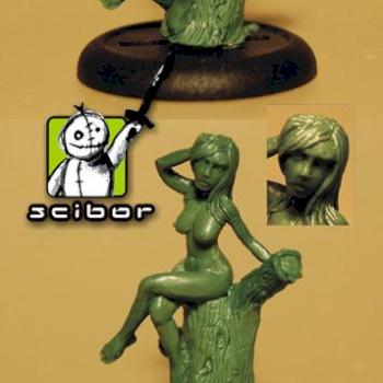 Wood Elf or Wood Nymph - 30mm  Greenstuff Sculpture  with all reproduction / production rights by Scibor