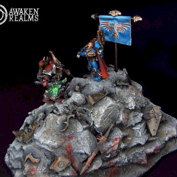 Space Marines vs Chaos Space Marines diorama by Awaken Realms