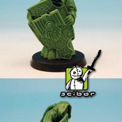 28mm Techno Servant with Shield Greenstuff Sculpture by Scibor