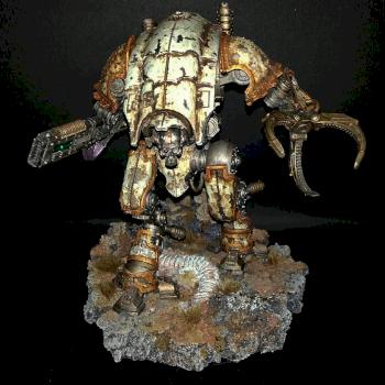 Grimdark Mechanicum Knight Moirax with Volkite Veuglaire and Gyges Siege Claw by Mandrake_Studio