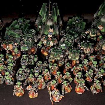 Space Marines Salamanders Army Tactical Marines Drop Pods Assault Bikes Rhinos Contemptor Dreadnough by NeonForgeStudio