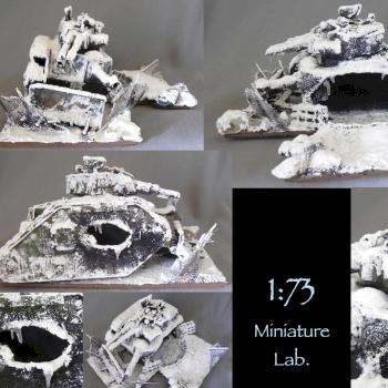 Destroyed Leman Russ on snow and ice world by 1a73MiniatureLab