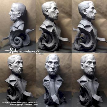 H.P. Lovecraft bust - plasticine and supersculpey by Scibor