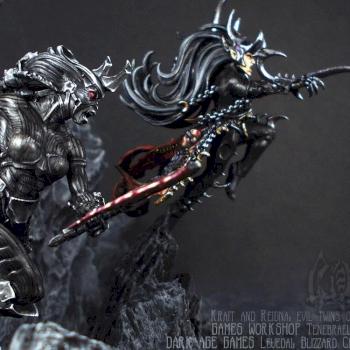 Dragyri blizzard champion & shadow aelf aka Evil twins of Ulgu by GillianH