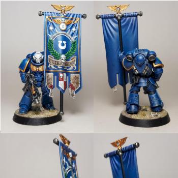 Primaris Space Marine Ancient of the Ultramarines Chapter Model 2 by clep