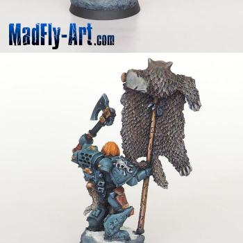 Grey Hunter with Wolf Standard by MadFlyArtStudio