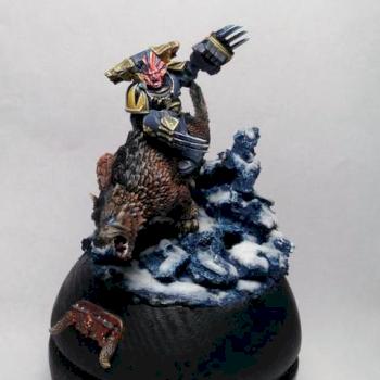 Space Wolves Lord on Thunderwolf by mamikon