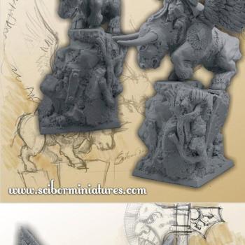 Moscal Dwarf of Chaos General on Flying Bull by Scibor