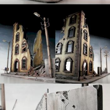 Urban building ruin with magnetic poles by Terraformer