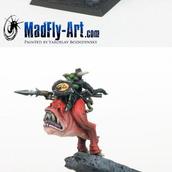 Night Goblin Warboss on Great Cave Squig by MadFlyArtStudio