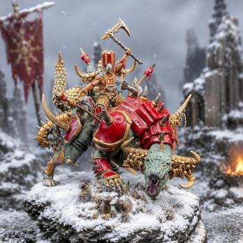 Khorne lord on demonic mount by Alternativechaos
