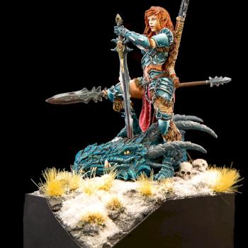 Dragon Huntress - Black Sun Miniatures by sockmerchant