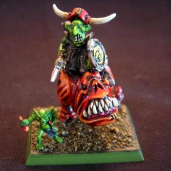 Night goblin boss on giant squig by Brucechan