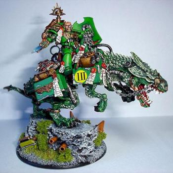Salamander Commander mounted on a Salamander (carnosaur) by Gereth
