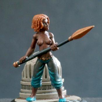 Female nubian with spear by the bearded snot