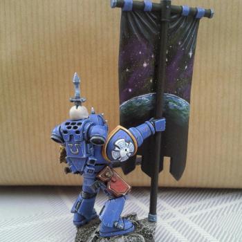 Space Marine Ultramarine Standard Bearer Second Company by rob22