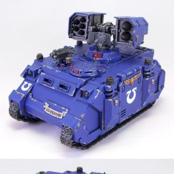 Space Marine Ultramarines Whirlwind / Rhino by richardvan