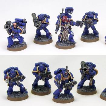 Space Marine Ultramarines Devastator Squad by richardvan