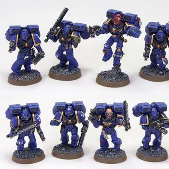 Space Marine Ultramarines Assault Squad by richardvan