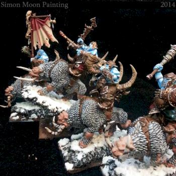 Icy Ogre Kingdom Mournfang Cavalry by Simon Moon