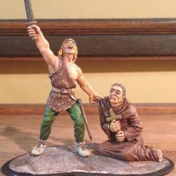 Viking and cowering Monk 54mm by Hood