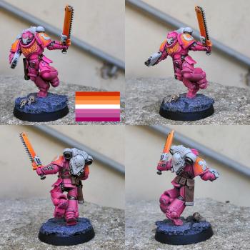 Lesbian pride color scheme Assault Space-Marine by CerberusXt