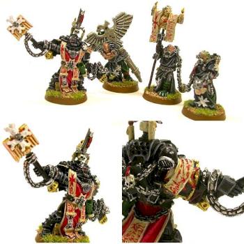 Black Templar Chaplain Grimaldus and Retinue by biojang