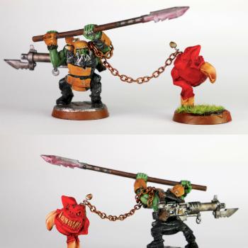 Bad Moons' Ork 'Ard Boy with an Attack Squig by kamiskaminski