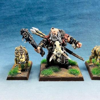 Ogre Kingdoms Hunter And 2 Sabertusks by wargame