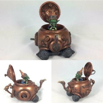 Goblin & a steampunk tea pot by Johazis