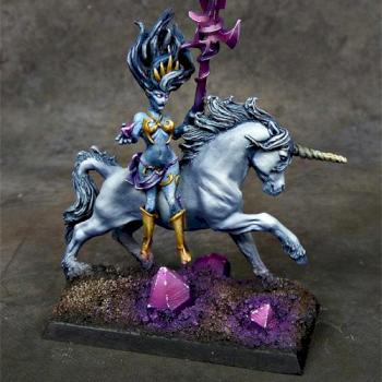 Dark Elf Sorceress on Unicorn by Awaken Realms by Maranith