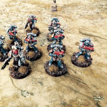 1st Squad, 3rd Company Ultramarines Tac Squad by grimdarker