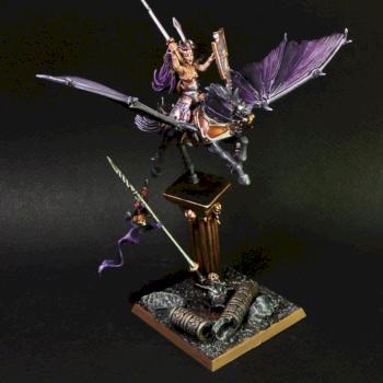 Dark Elf War Princess on Dark Pegasus by aeonotakist