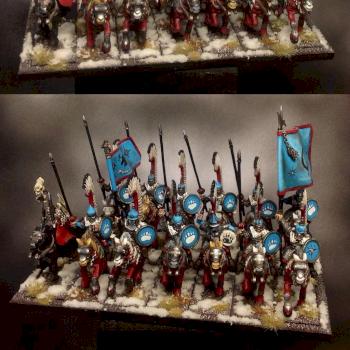Kislev Winged Lancer rota with BSB and Priest of Ursun by Jon Kerr