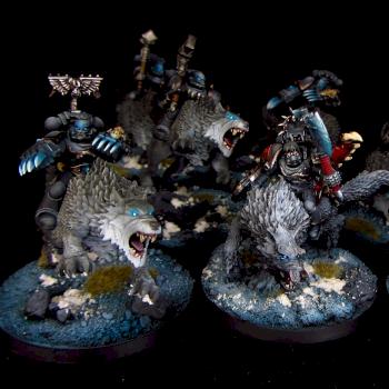 Space Wolves Lord with command squad on Thunderwolves by Awaken Realms