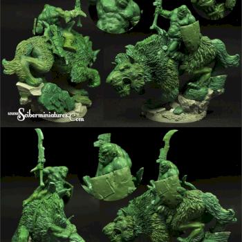 Orc Wolf Rider 54mm by Scibor