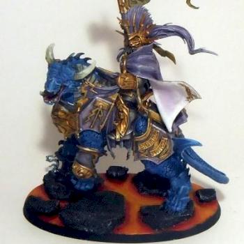 Lord Celestant mounted on a Dracoth by LePeintreGaucher