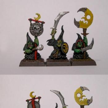 Night Goblin command models from Skull Pass by Interositor