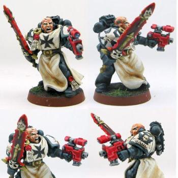 Converted Space Marine Black Templar Commander by golgfag