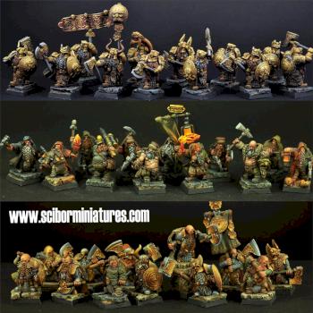 Dwarves Warriors and Miners by Scibor