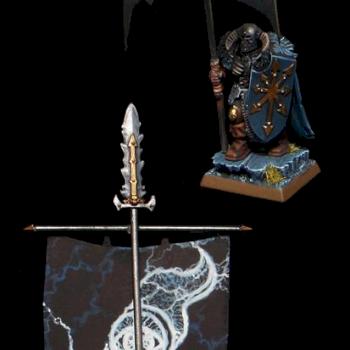 Chaos Tzeentch Warrior with Battle Standard Bearer by slawek