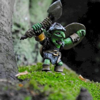 Goblin veteran with axe and shield; by Gashlug