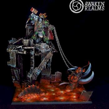 Horus Heresy Salamanders Primarch Vulkan diorama by Awaken Realms