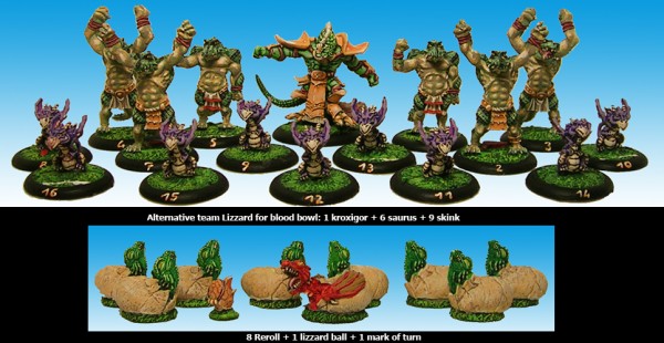 blood bowl - alternative full roster lizzardman team by borak